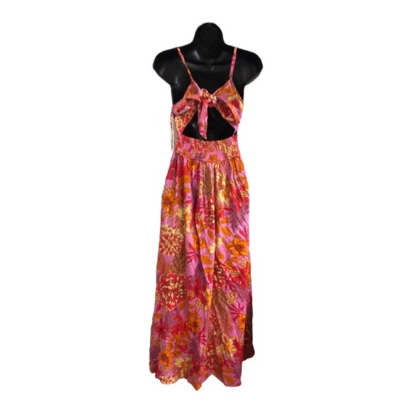 Jessica Simpson pink padded open tie back shaped waist halter maxi dress size XS - Picture 12 of 16